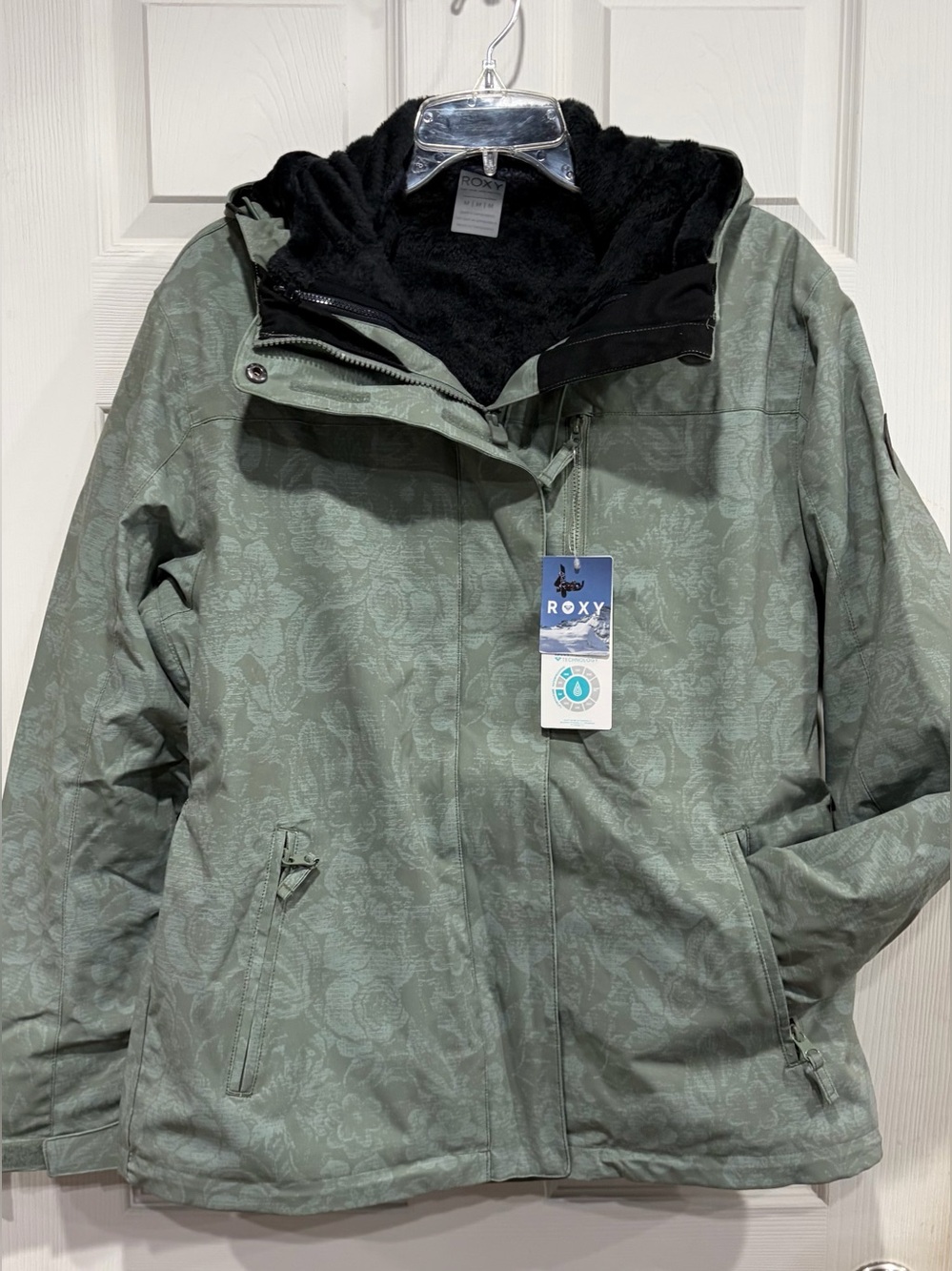 Roxy Women's Medium Jetty Print 3-in-1 Snowboard Jacket Waterproof Green NWT